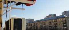 Монтаж полупромышленного кондиционера кассетного типа в Автобазе №2 при Президенте РФ 